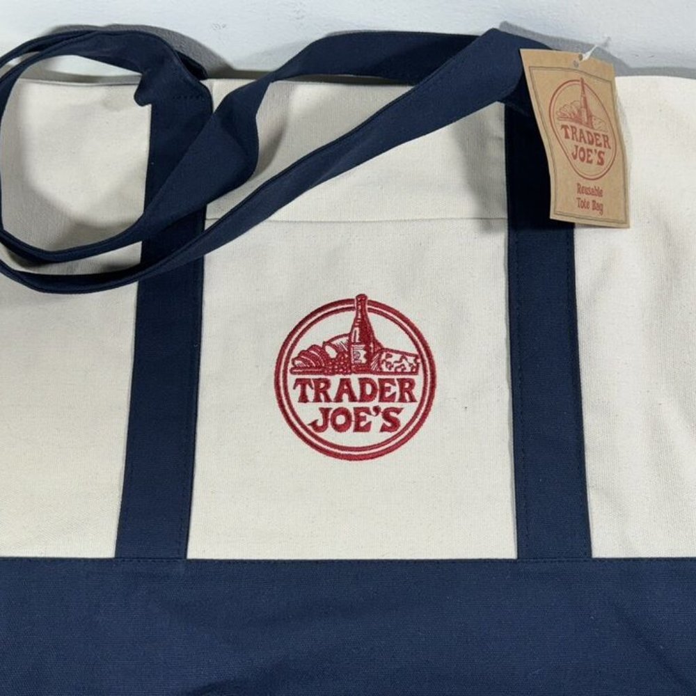 Trader Joe’s Large Canvas Tote Grocery Bag-Navy